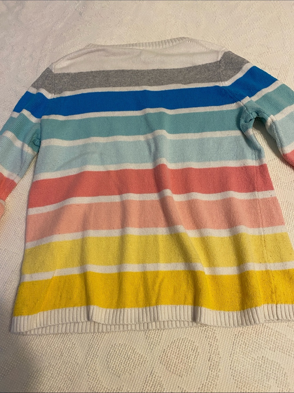 Talbots Striped Crewneck Sweater in White, Blue, Pink, Yellow, Gray - Picture 3 of 6